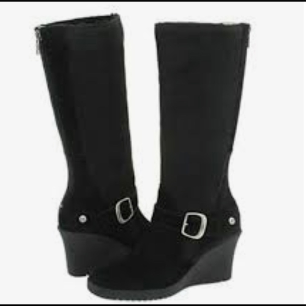 Ugh Selene Black Wedge Boots